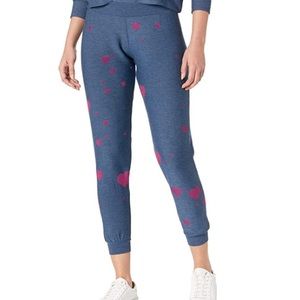 Chaser Plum Heart Joggers Pants Banded Waist Legs NWT